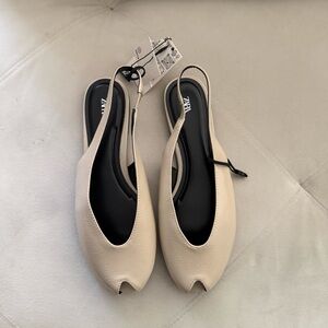 Zara Beige Women's Slingback Flats